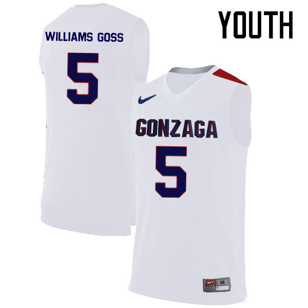 Youth #5 Nigel Williams-Goss Gonzaga Bulldogs College Basketball Jerseys-White - Click Image to Close